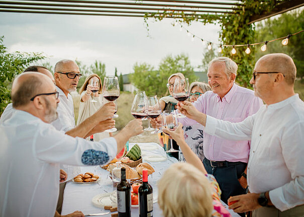 The Gil family enjoys wine from their own vineyard