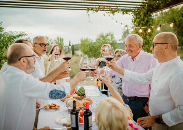 The Gil family enjoying wine from their own wine-growing estate